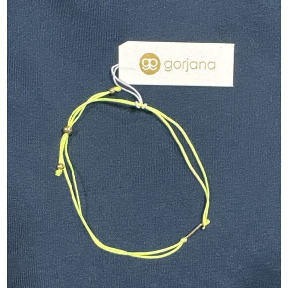Gorjana Initial Prism Bracelet Letter J Gold Plated Adjustable Green String - Picture 1 of 5